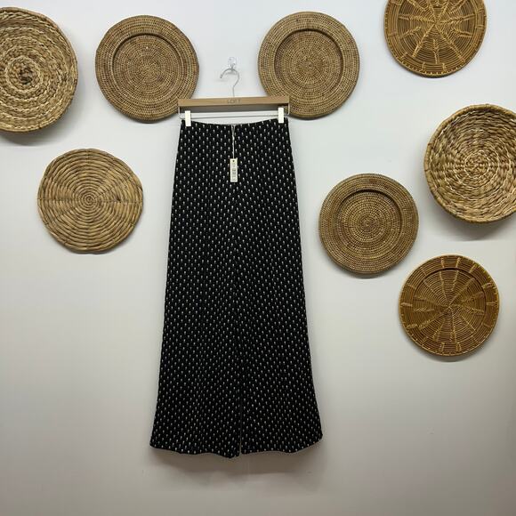 NEW Max Studio Pintuck Wide Leg Trouser Small Black Brown Knit Pull On Business - Picture 2 of 9